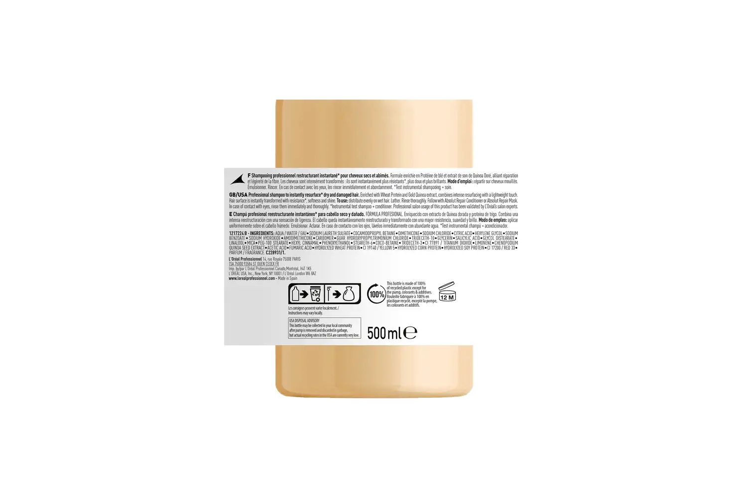 Loreal Professionnel Absolut repair gold shampoo. Professionellt shampoo som reparerar håret omedelbart