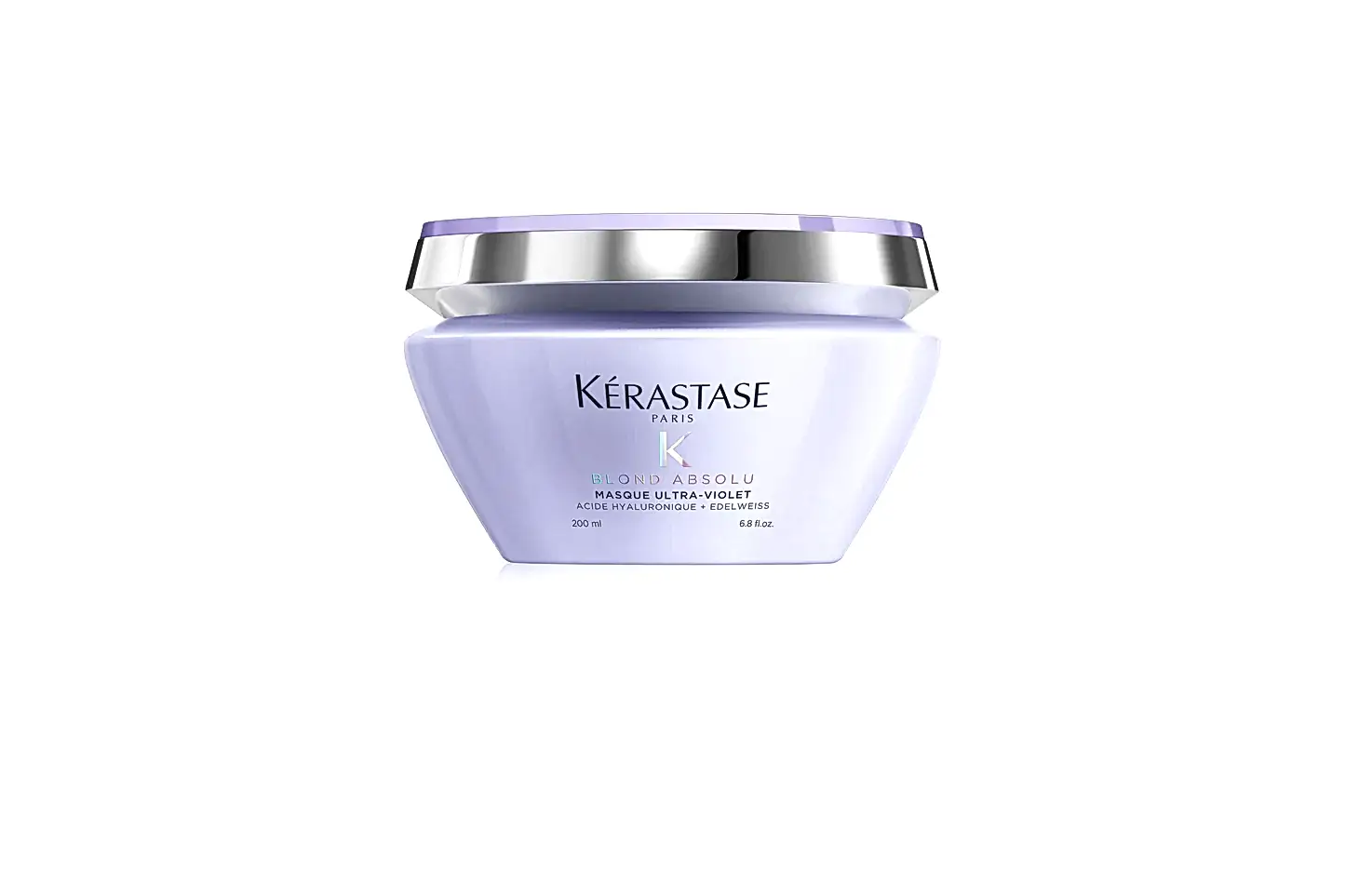 Kerastase Blond absolu masque ultra violet. Denna lila inpackning är idealisk för blont hår med kalla toner som är blekt eller slingat. Inpackningen tränger in i fibern och avlägsnar oönskade varma och gula toner.