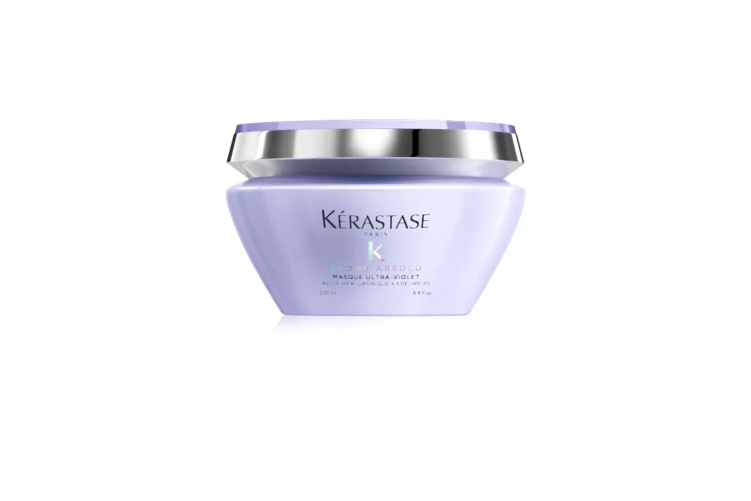 Kerastase Blond absolu masque ultra violet. Denna lila inpackning är idealisk för blont hår med kalla toner som är blekt eller slingat. Inpackningen tränger in i fibern och avlägsnar oönskade varma och gula toner.