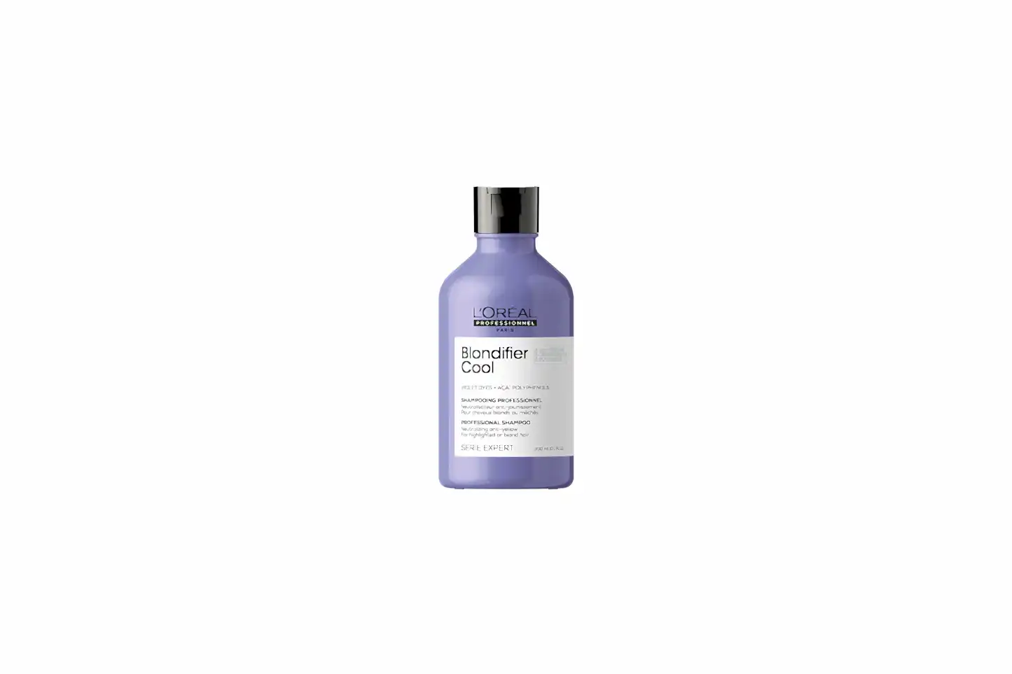 Blondifier cool. Professionellt shampoo för slingat eller blont hår, som neutraliserar gula undertoner. Berikad med violetta pigment och extrakt av acaibär som innehåller polyfenoler. Formulan rengör håret varsamt och reparerar* håret medan den neutraliserar oönskade gula undertoner, för en kall blond effekt.