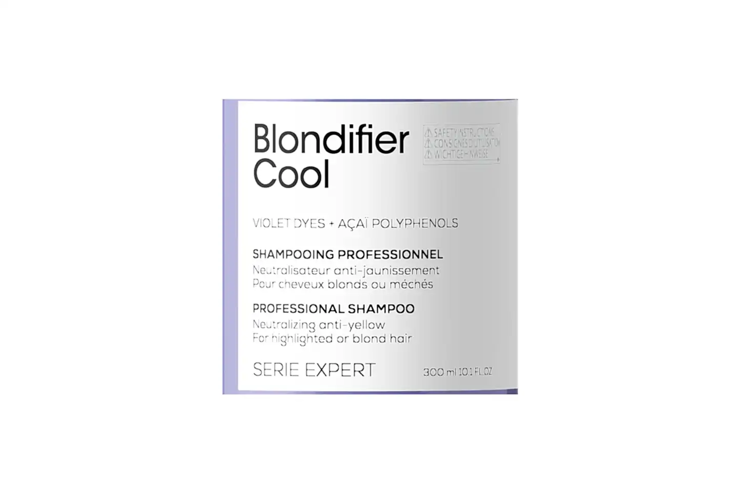 Blondifier cool. Professionellt shampoo för slingat eller blont hår, som neutraliserar gula undertoner. Berikad med violetta pigment och extrakt av acaibär som innehåller polyfenoler. Formulan rengör håret varsamt och reparerar* håret medan den neutraliserar oönskade gula undertoner, för en kall blond effekt.