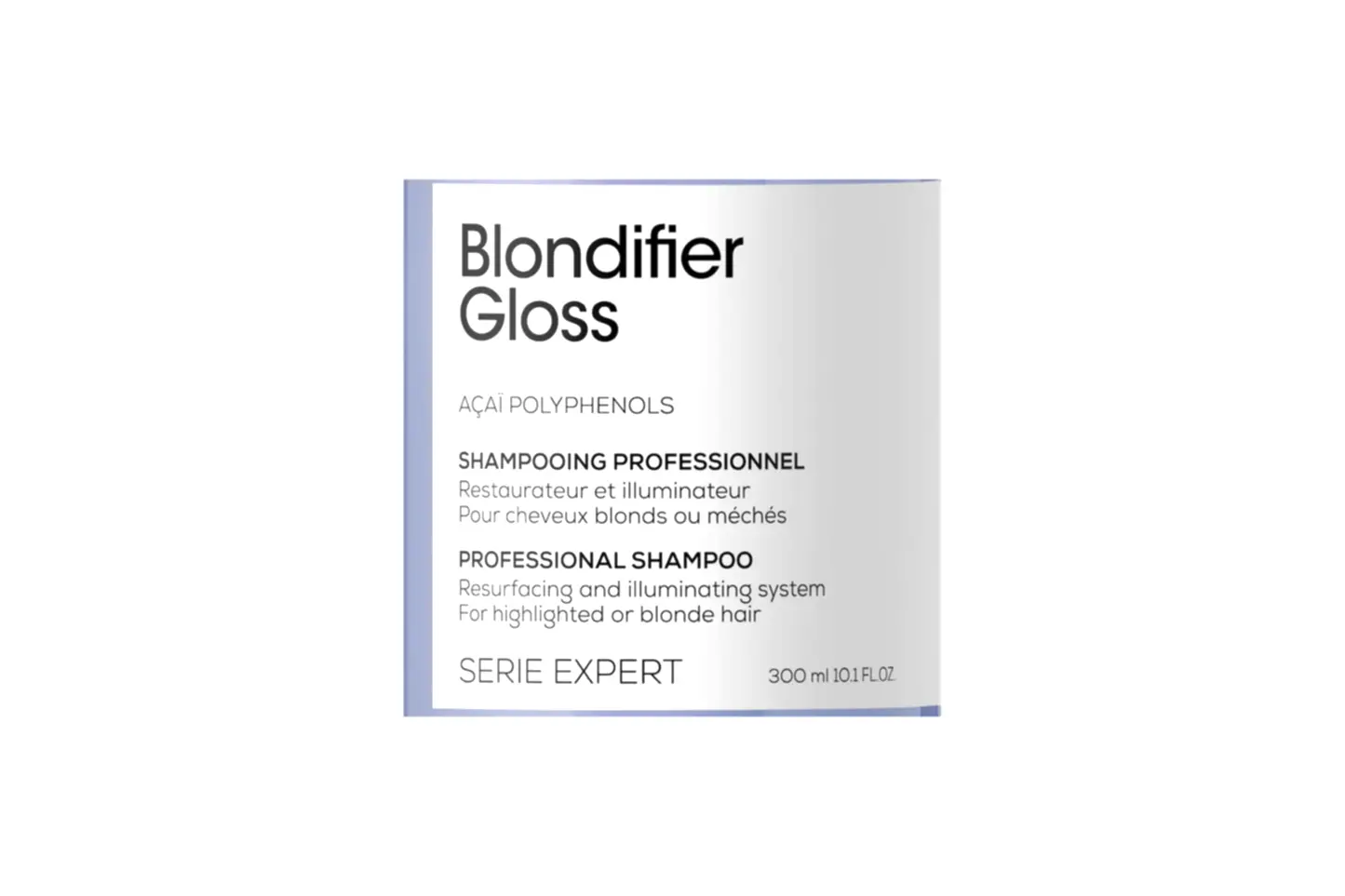 Loreal Professionnel Blondifier gloss shampoo. Reparerande och ljusreflekterande* professionellt shampoo för slingat eller blont hår. Berikad med extrakt av acaibär som innehåller polyfenoler.