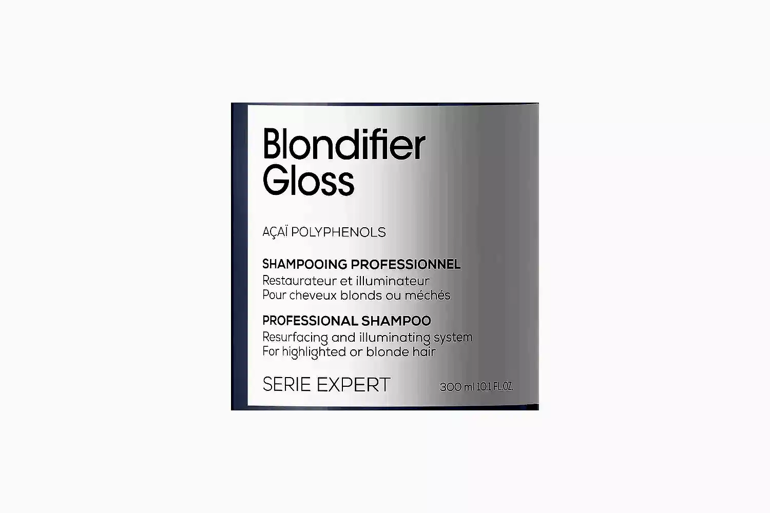 Loreal Professionnel Blondifier gloss shampoo. Reparerande och ljusreflekterande* professionellt shampoo för slingat eller blont hår. Berikad med extrakt av acaibär som innehåller polyfenoler.