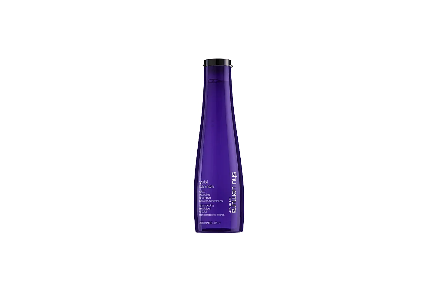 För blekt, slingat blont hår. Yūbi Blonde Glow Revealing Shampoo, berikat med extrakt från vit pion, avlägsnar orenheter och rengör varsamt medan den ger vård till håret. håret får en finish med fin lyster.  300 ml